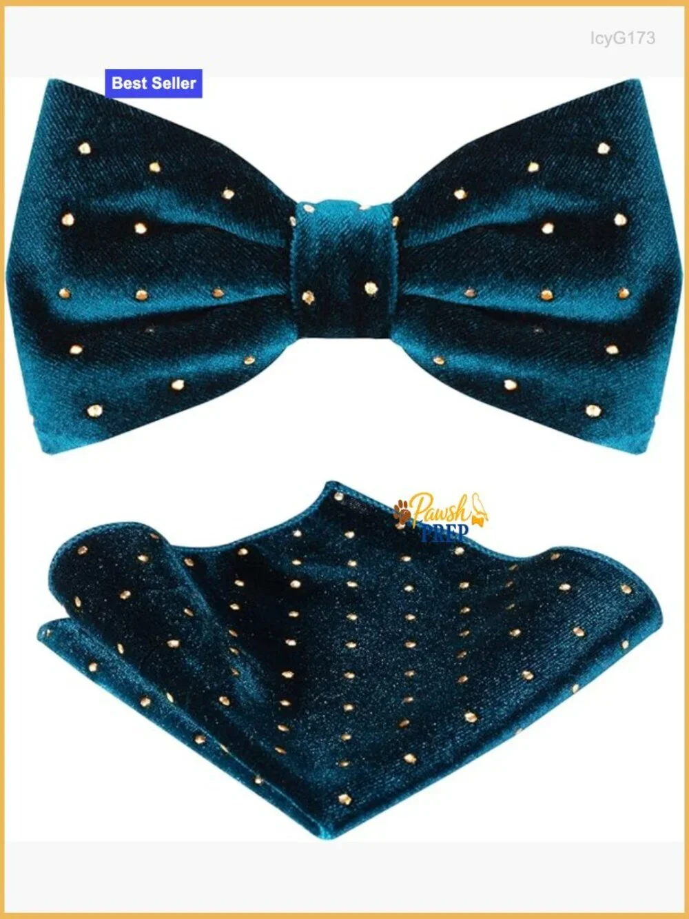 Men's Glitter Velvet Bow Tie & Pocket Square Set in Gift Box